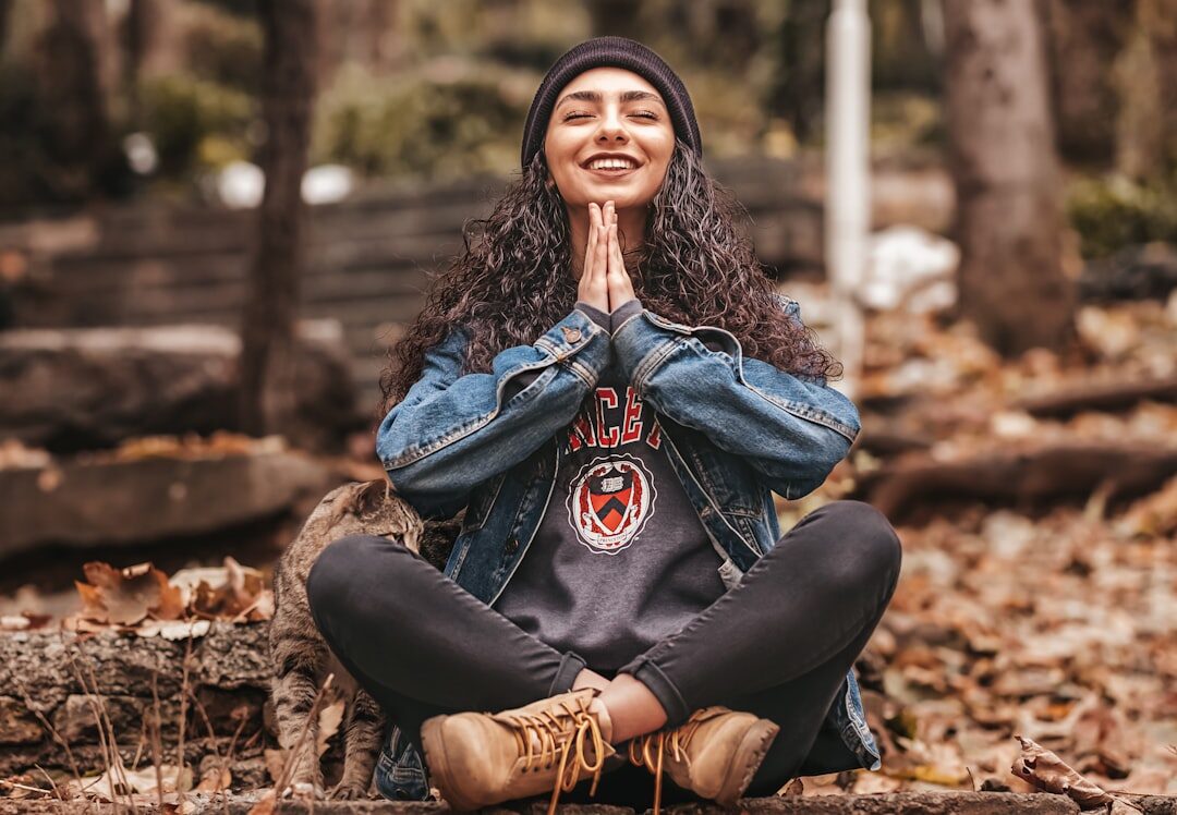 person meditating alone